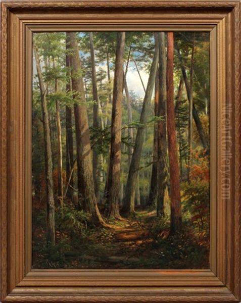 Forest Scene Oil Painting by Joseph Antonio Hekking