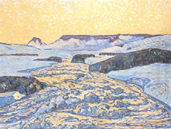 Schmelzwasser - Landskap Med Varflod Oil Painting by Alfred Hermann Helberger