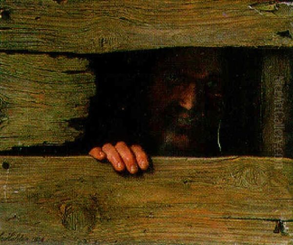 Trompe L'oeil With A Study Of A Man Oil Painting by Johannes Helder