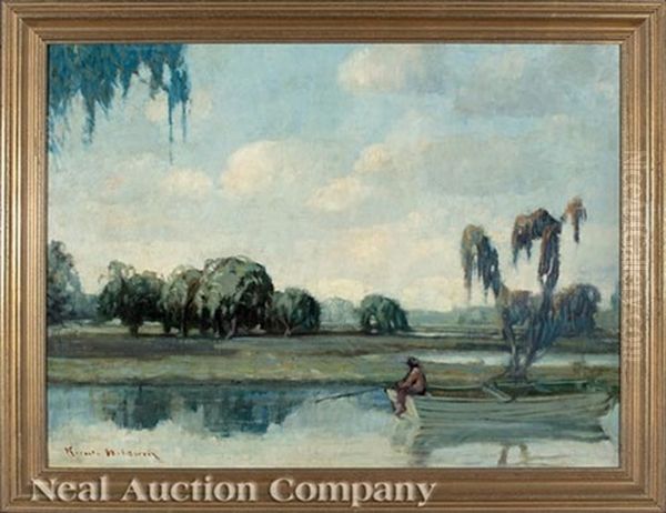 Fishing In The Bayou Oil Painting by Knute Heldner