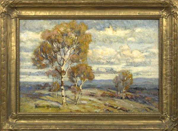Birch Trees, Minnesota Landscape Oil Painting by Knute Heldner