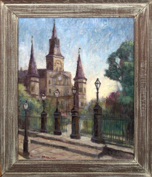 View Of The St. Louis Cathedral, Jackson Square, French Quarter, New Orleans Oil Painting by Knute Heldner
