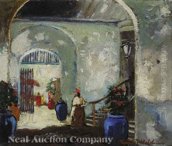 Patio Royale, Vieux Carre Oil Painting by Knute Heldner
