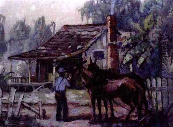 Negro Farm Oil Painting by Knute Heldner