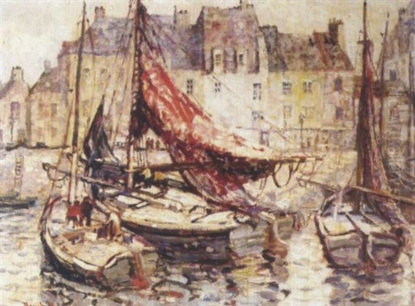 The Port Of Rotterdam Oil Painting by Knute Heldner