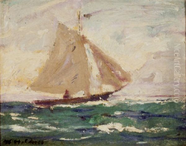 Sailboat Oil Painting by Knute Heldner