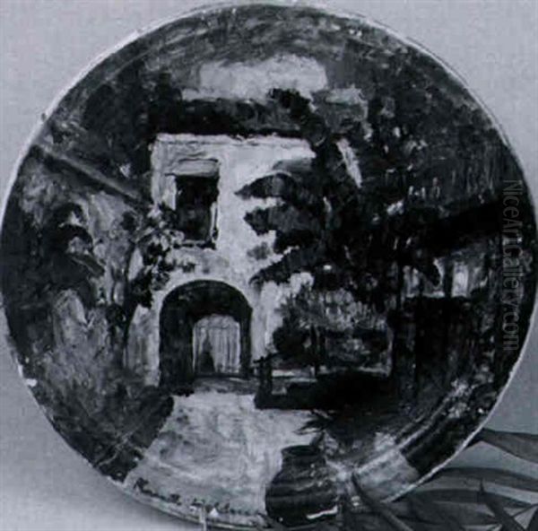 French Quarter Patio With Banana Trees And Flowers Oil Painting by Knute Heldner