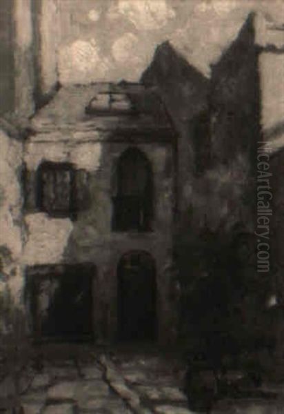 French Quarter Courtyard Oil Painting by Knute Heldner