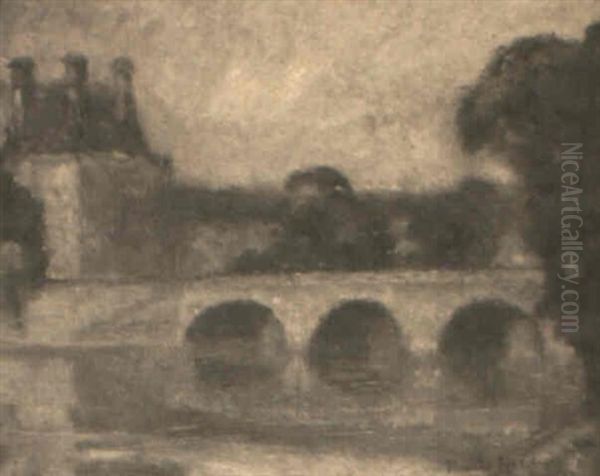 Corner Of Louvre - Early Morning Oil Painting by Knute Heldner