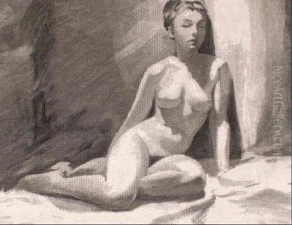 Reclining Nude Oil Painting by Knute Heldner