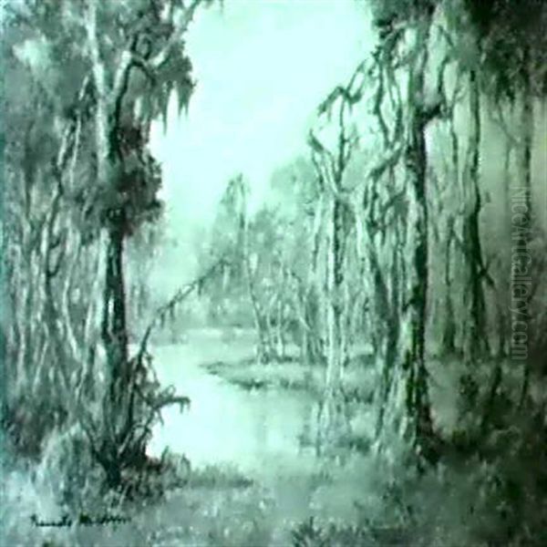 Bayou In A Cyress Swamp Oil Painting by Knute Heldner