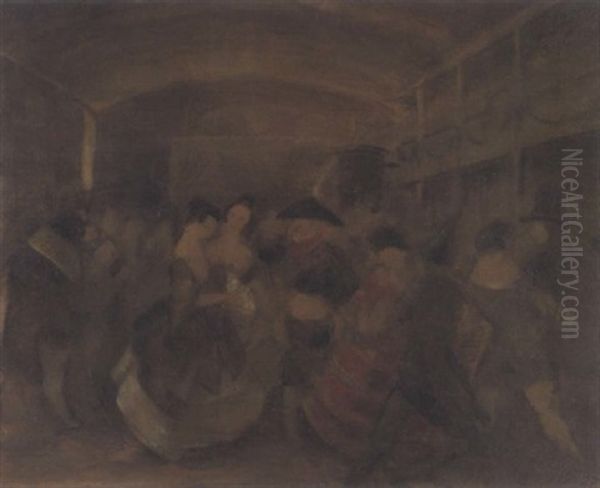 Karnevalszene (ball Altberlin) Oil Painting by Werner Heldt