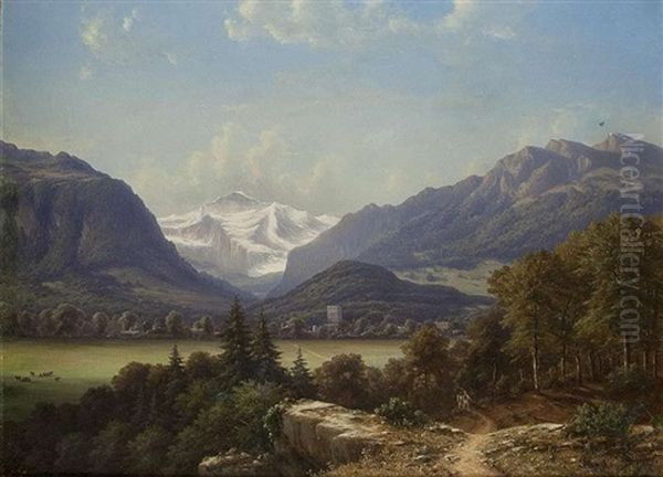 Interlaken Oil Painting by Julius Helfft