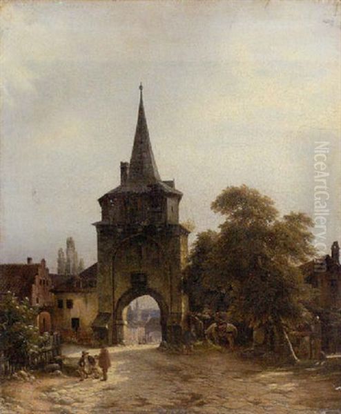 Vor Dem Alten Stadttor Oil Painting by Julius Helfft