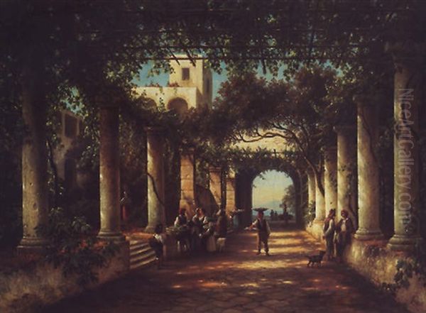 Der Cesarpalast Auf Der Insel Capri Oil Painting by Julius Helfft