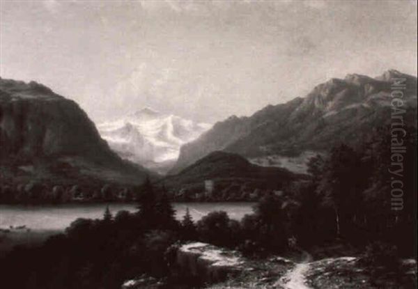 Blick Auf Interlaken Oil Painting by Julius Helfft