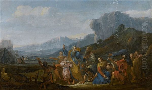 La Recolte De La Manne Oil Painting by Dirk Theodoor Helmbreker