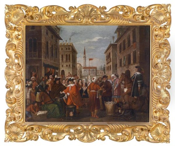 Vielfigurige Marktszene Oil Painting by Dirk Theodoor Helmbreker