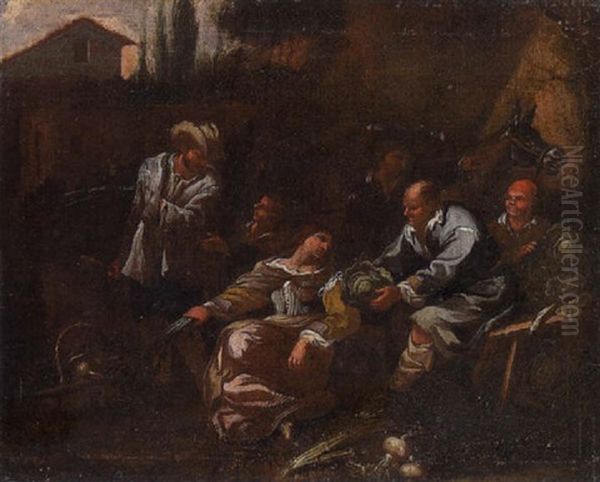 Gemusehandler Oil Painting by Dirk Theodoor Helmbreker