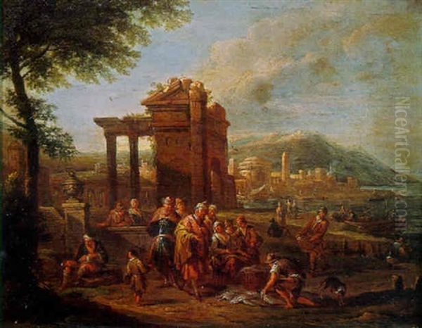 The Fish Market Oil Painting by Dirk Theodoor Helmbreker