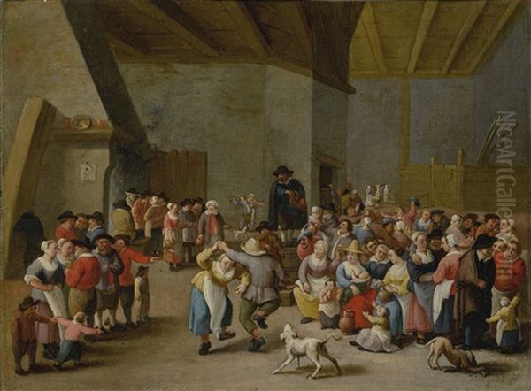 An Interior Scene With Merry-making Figures Oil Painting by Matheus van Helmont