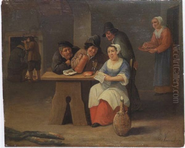 Bauern Bei Der Mahlzeit Am Tisch Oil Painting by Matheus van Helmont