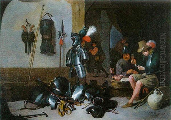 Interieur De Corps De Garde Oil Painting by Matheus van Helmont