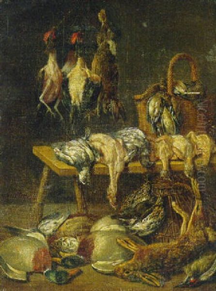 A Game Larder Oil Painting by Matheus van Helmont