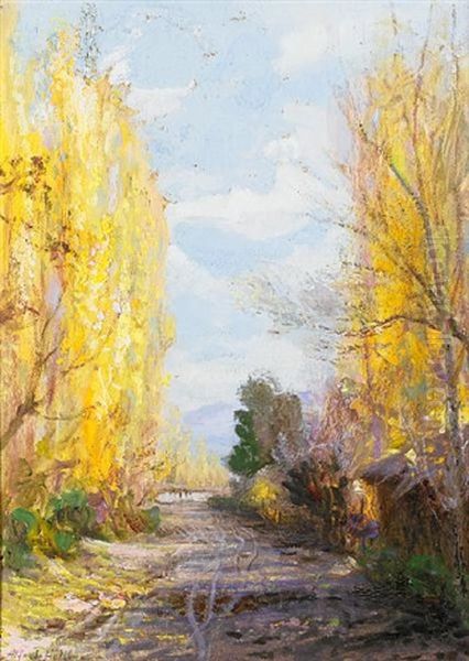 Autumn Lane, Penaflor, Chile Oil Painting by Alfredo H. Helsby