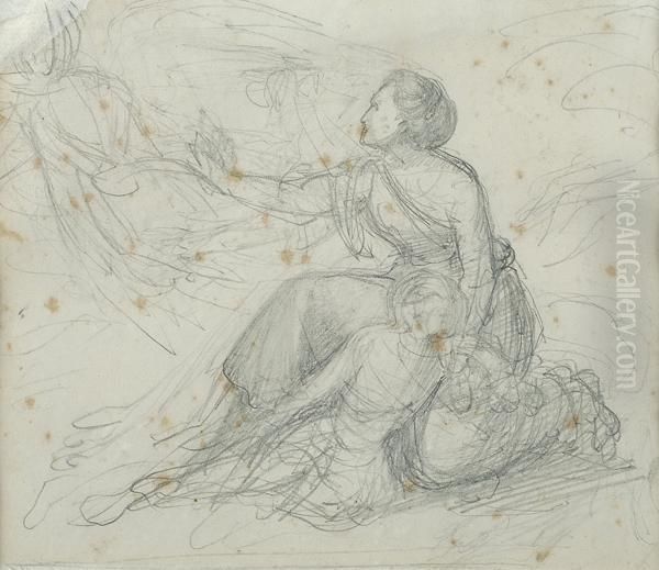 Donna Seduta Oil Painting by Cristiano Banti