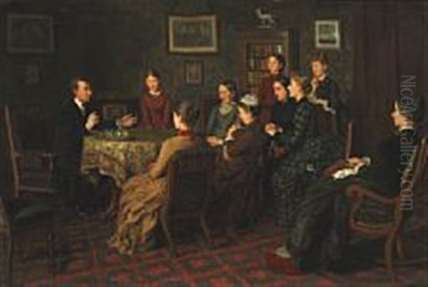 En Forelaesning For Damer Oil Painting by Axel Helsted