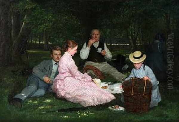 En Sondag I Skoven Oil Painting by Axel Helsted