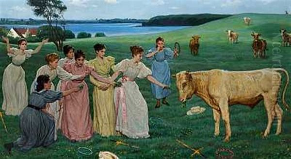 Kalven "jupiter" Oil Painting by Axel Helsted