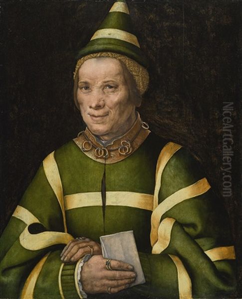 Portrait Of Elisabet, Court Fool Of Anne Of Hungary Oil Painting by Jan van Hemessen
