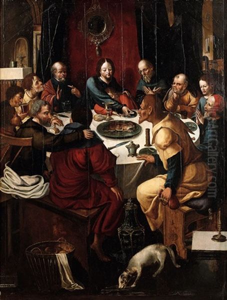 La Cene Oil Painting by Jan van Hemessen