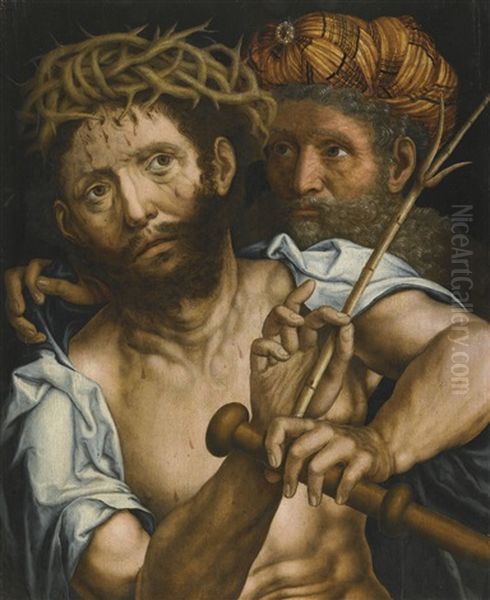 Christ Mocked Oil Painting by Jan van Hemessen