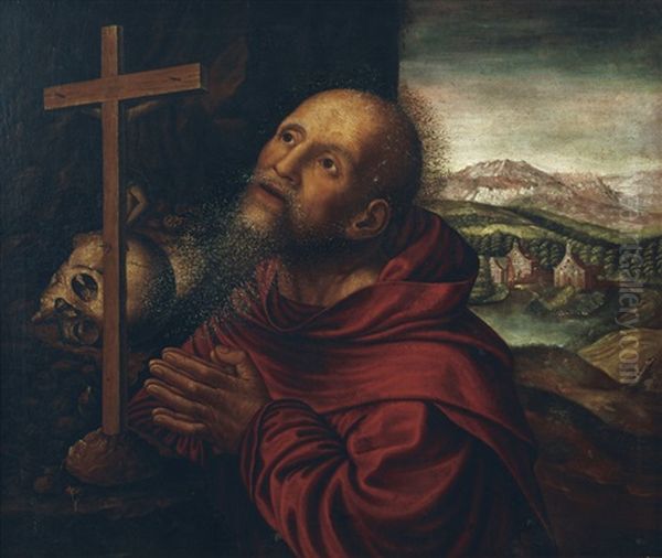San Girolamo Oil Painting by Jan van Hemessen