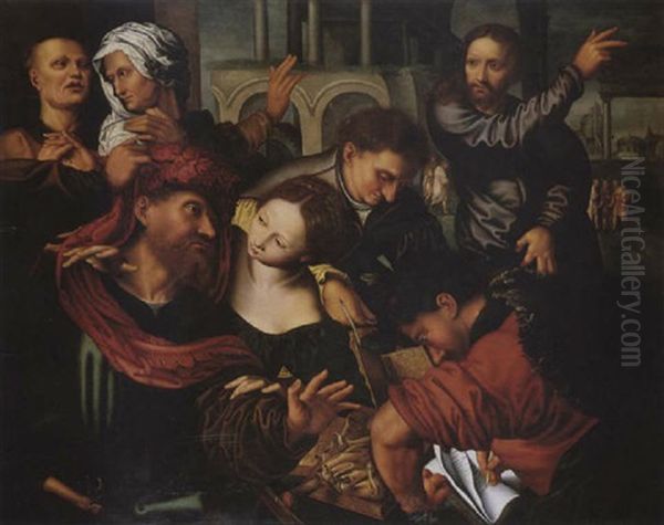 Die Berufung Des Hl. Matthaus Oil Painting by Jan van Hemessen