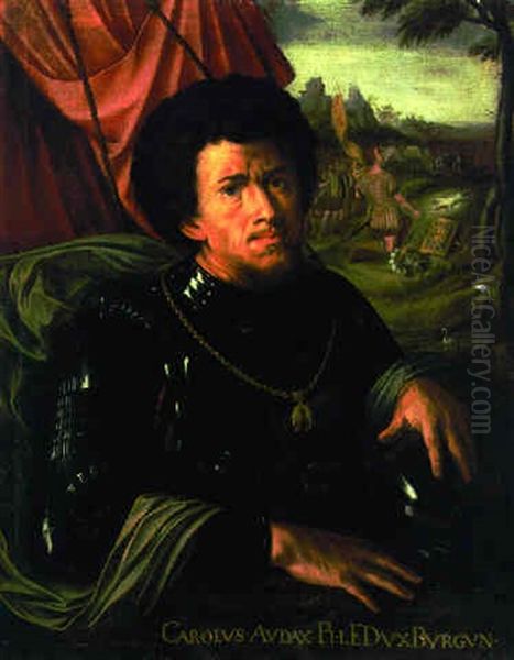 Portrait Of Charles The Bold, Wearing Armour And The Order Of The Golden Fleece Oil Painting by Jan van Hemessen