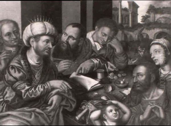 Le Paiement De La Dime Oil Painting by Jan van Hemessen