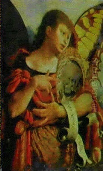 L'ange Aux Ailes De Papillon; La Melancolie (?) Oil Painting by Jan van Hemessen