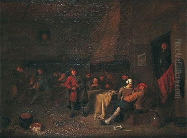 Scene D'interieur De Taverne Avec Un Joueur De Cornemuse Oil Painting by Egbert van Hemskerck the Elder