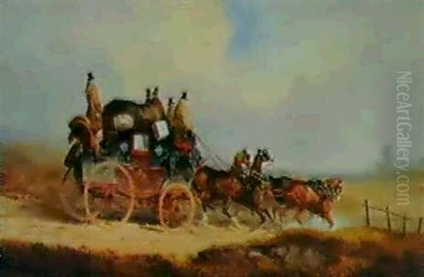 The Louth To London Royal Mailand The Royal Mail Changing   Teams Oil Painting by Charles Cooper Henderson