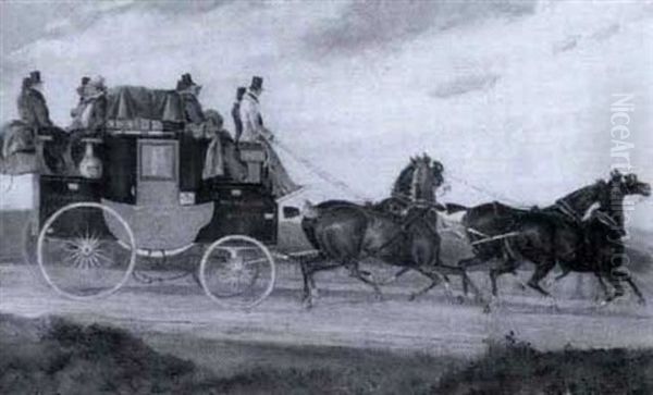 The Bristol, Bath And London Coach Oil Painting by Charles Cooper Henderson