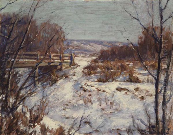Creek In Winter - Near Fort Qu'appelle Oil Painting by Henderson, James
