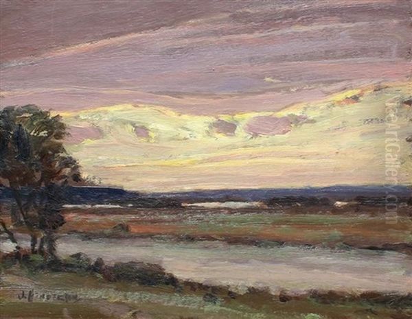 Valley River Site Sketch Oil Painting by Henderson, James