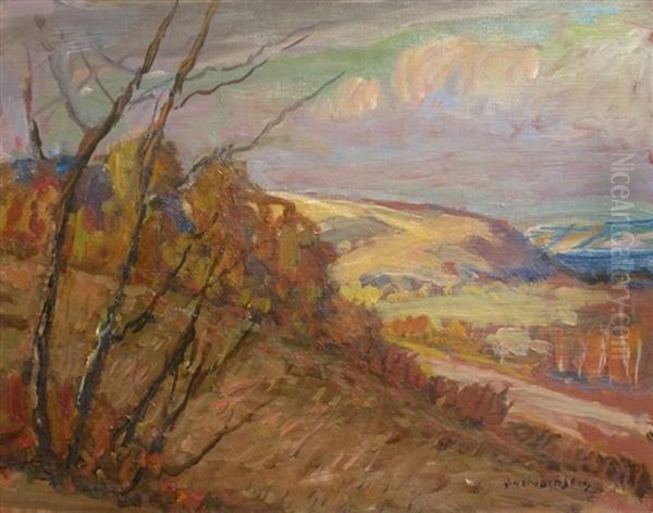 Hillside With Trees, Qu'appelle Winter Oil Painting by Henderson, James