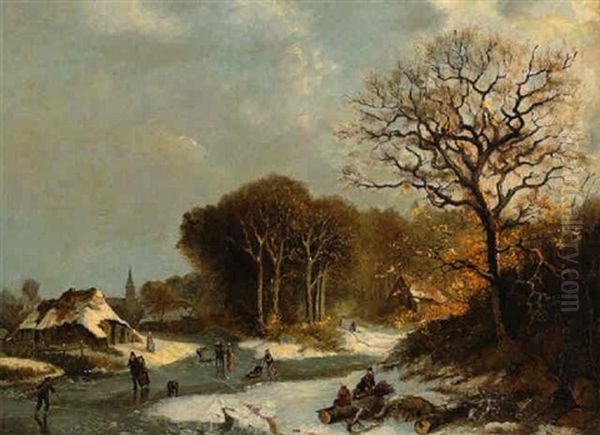 Dorf Am Winterwald Oil Painting by Frederik Hendrik Hendriks
