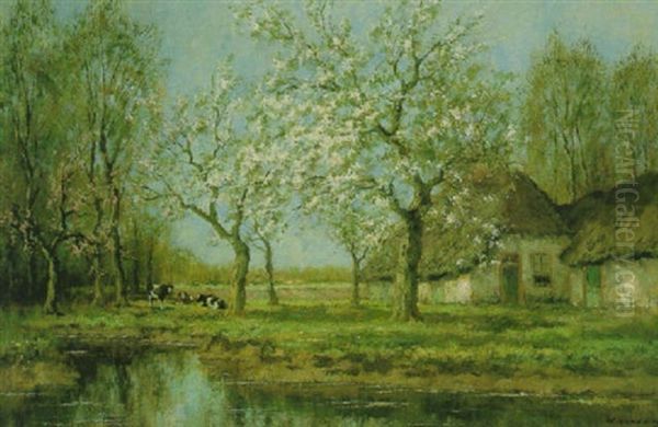 Cattle Resting Before A Cottage In Spring Oil Painting by Willem Hendriks