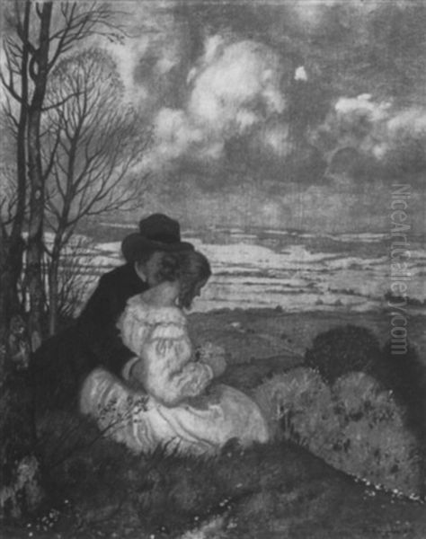 Paar Am Niedersonthofener See Oil Painting by Adolf Hengeler